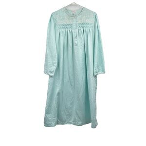 Miss Elaine Classics Light Blue Lace Embroidered Long Nightgown M